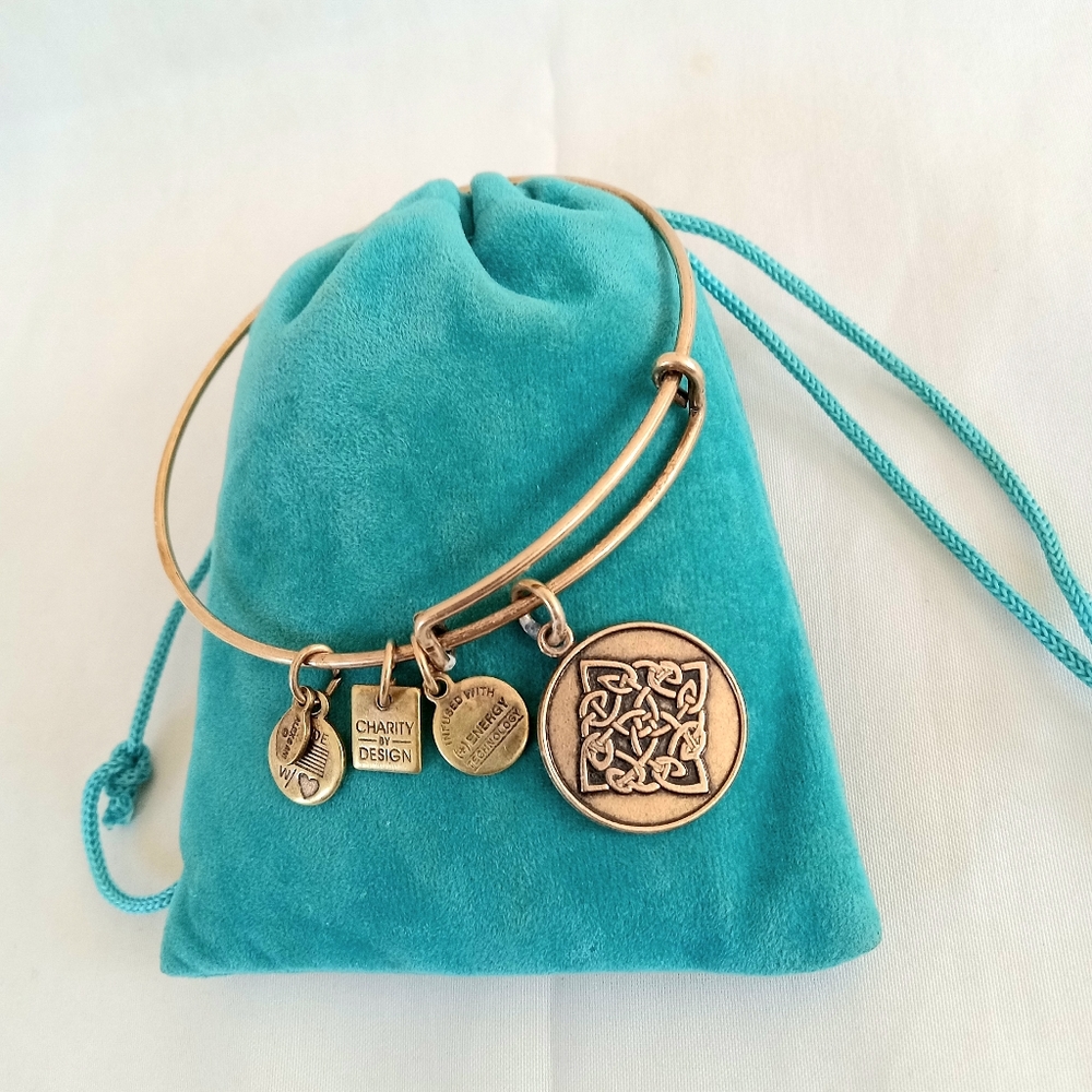 Alex and Ani CELTIC KNOT Gold Charms Bracelet Adjustable Size